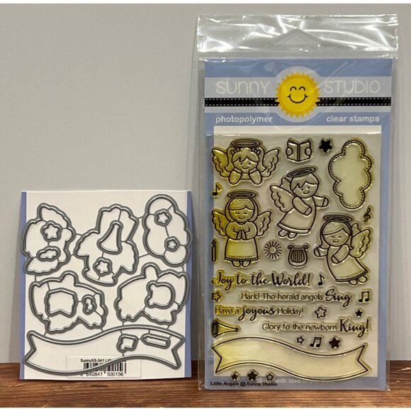 Sunny Studio Clear Stamp & Die Set Christmas Little Angels SSCL-144 & SS-041 - Picture 1 of 4
